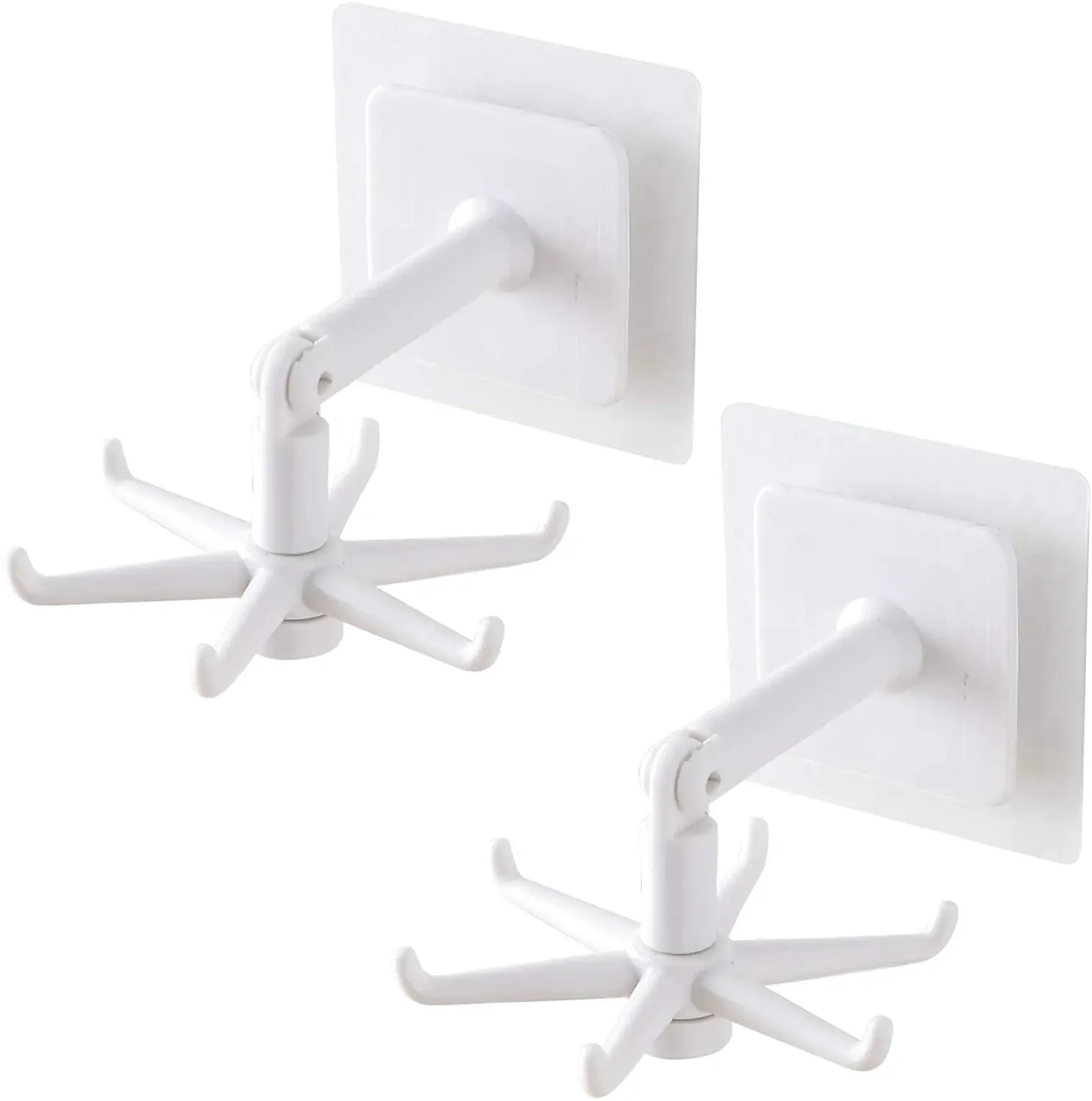 Self-Adhesive Kitchen Hooks for Hanging 360 Rotating Folding Versatile Hook 180 Vertical Flip Waterproof Bathroom Towel Holder