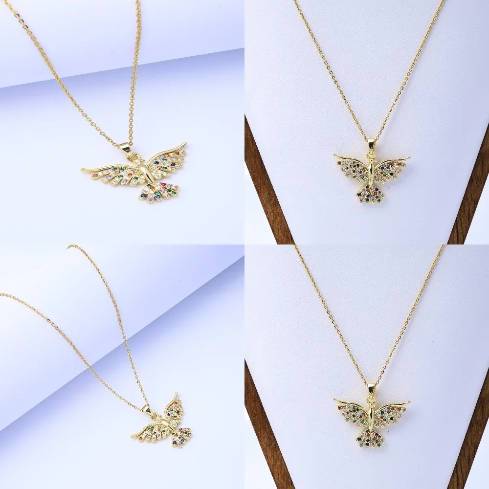 

Cross-border fashion new angel wings necklace women's copper 18k gold pendant plated micro-inlaid light luxury niche design jewe