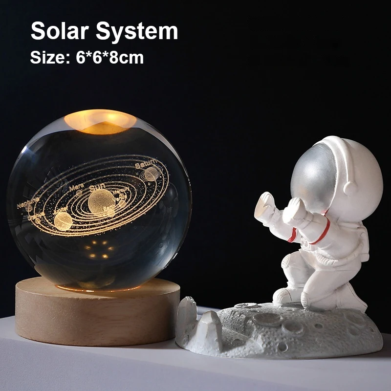 3D Crystal Ball Lamp with Galaxy and Planetary Projections USB Night Light for Cozy Atmosphere Plasma Ball Creative Gift