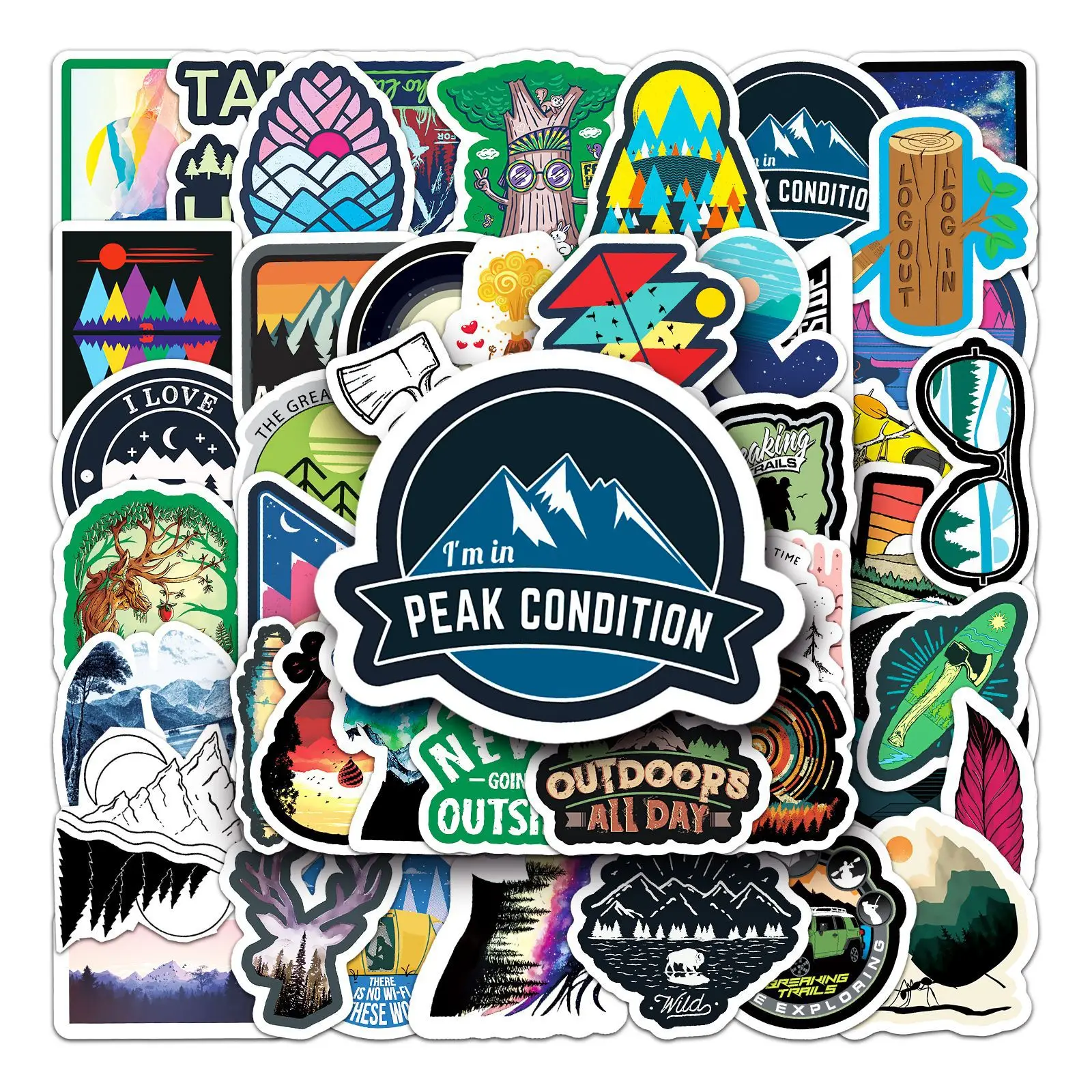 

10/52PCS Outdoor Travel Scene Text Forest Cartoon Graffiti Decorative Mobile Case iPhone Laptop Waterproof Sticker Kids Toy