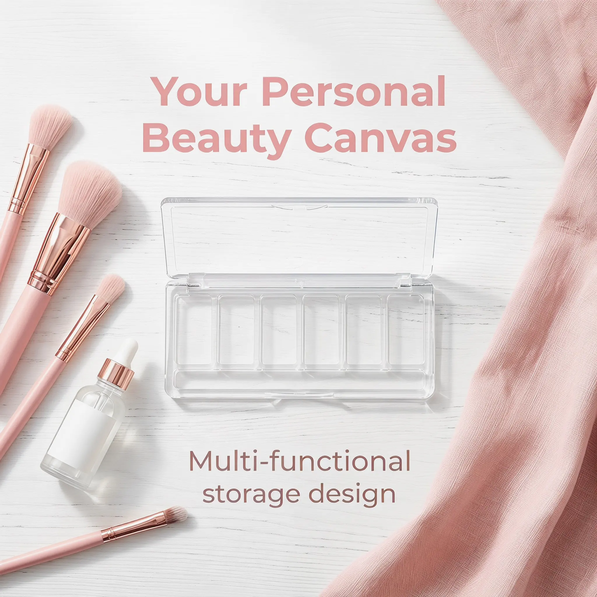 Clear 6-Section Eyeshadow Palette Empty Makeup Organizer Transparent Dispenser for Eyeshadow Blush Concealer on-The-Go