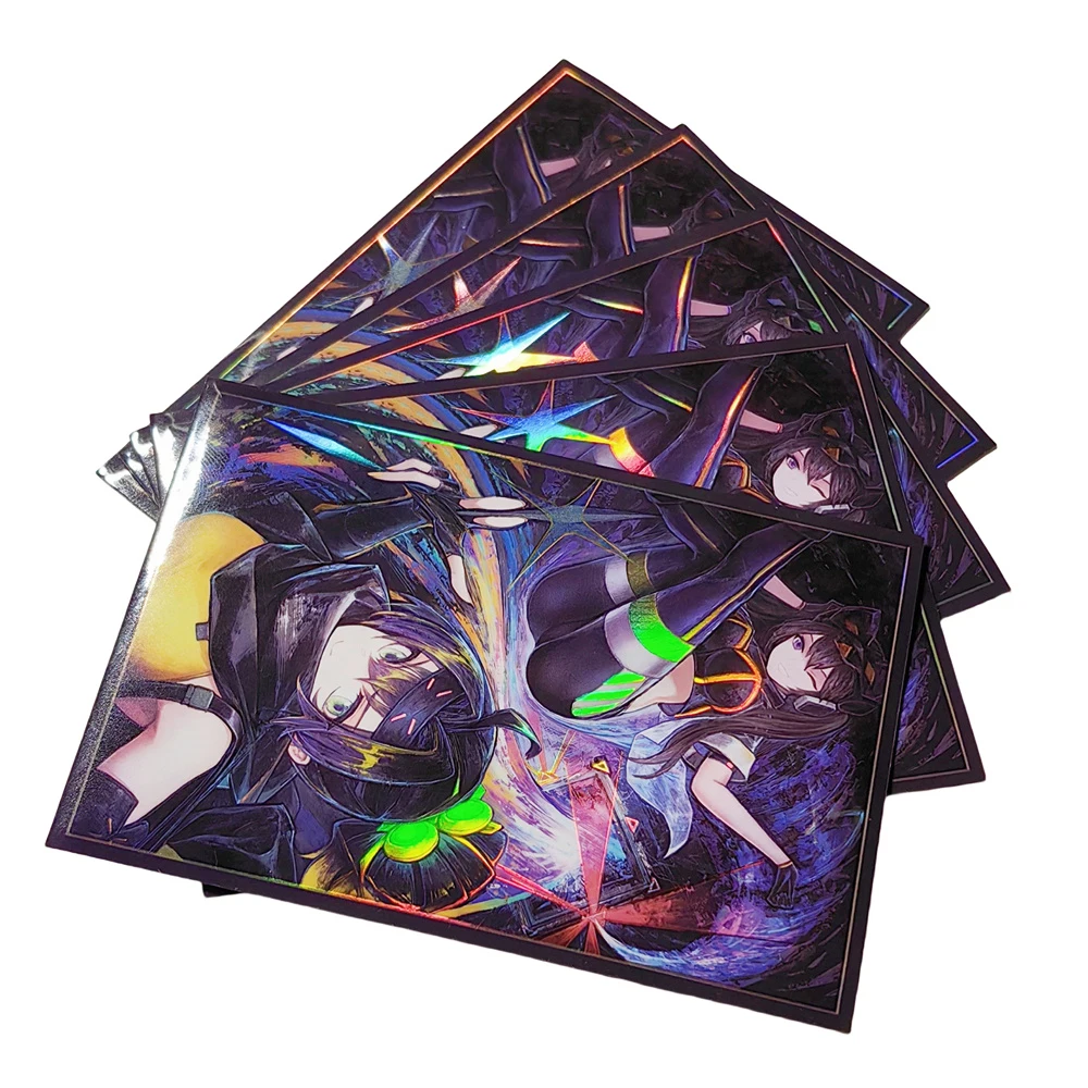 50PCS Yugioh I:P Masquerena Figures Card Sleeves YU-GI-OH! OCG Trading Cards Laser Flash Shine Protector Case