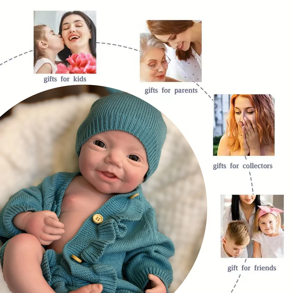 Aizwa1 18 Inch Silicone Bebe Newborn Girl Handmade Lifelike Soft Touch Newborn Baby Doll For CHildren Birthday Gifts