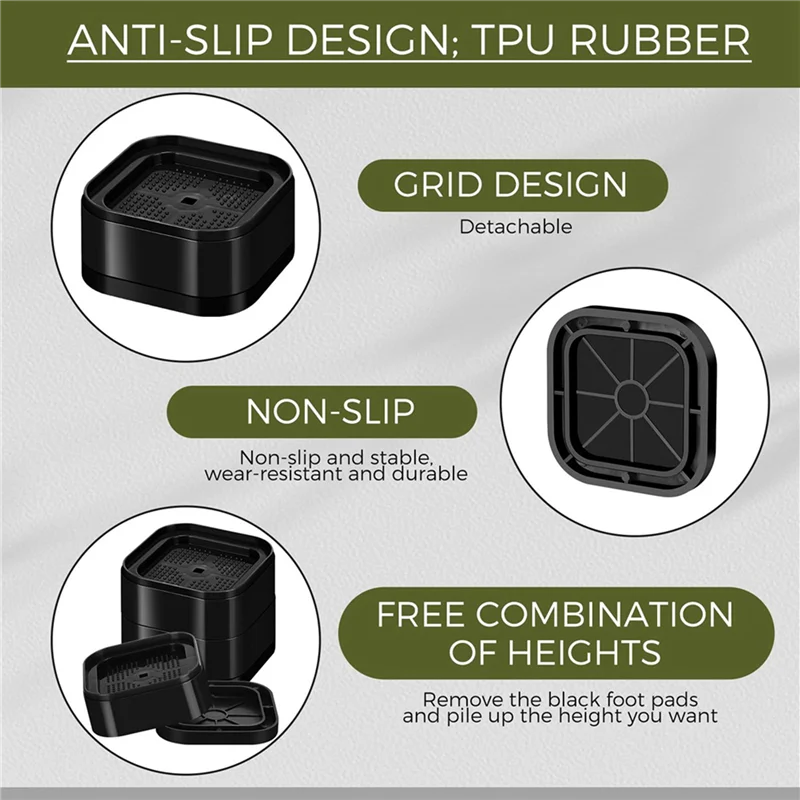 A76G-мебельные стойки, регулируемые стойки для кровати, 1,38 дюйма, штабелируемые сверхмощные подъемники для кровати, квадратные подъемные блоки для кровати, 32 шт.
