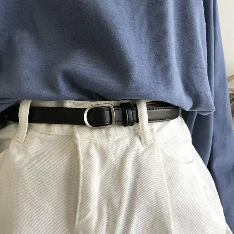 New Women Belt Casual Simple Perforated Women'S Belt Paired with Jeans Men'S Belt Pu Leather Belt