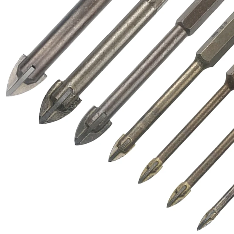 Tile Drill Bit Concrete Cement Drill Bit Multi-Function Punch Hole Opener Four-Edged Triangular Drill Bit Set Carbide