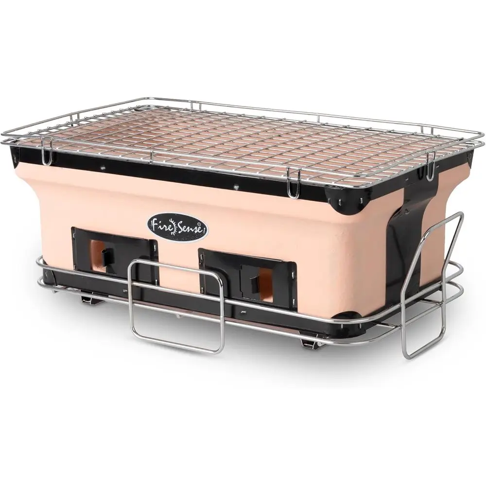 

Large Handmade Clay Charcoal Grill with Adjustable Ventilation for Outdoor BBQ and Camping