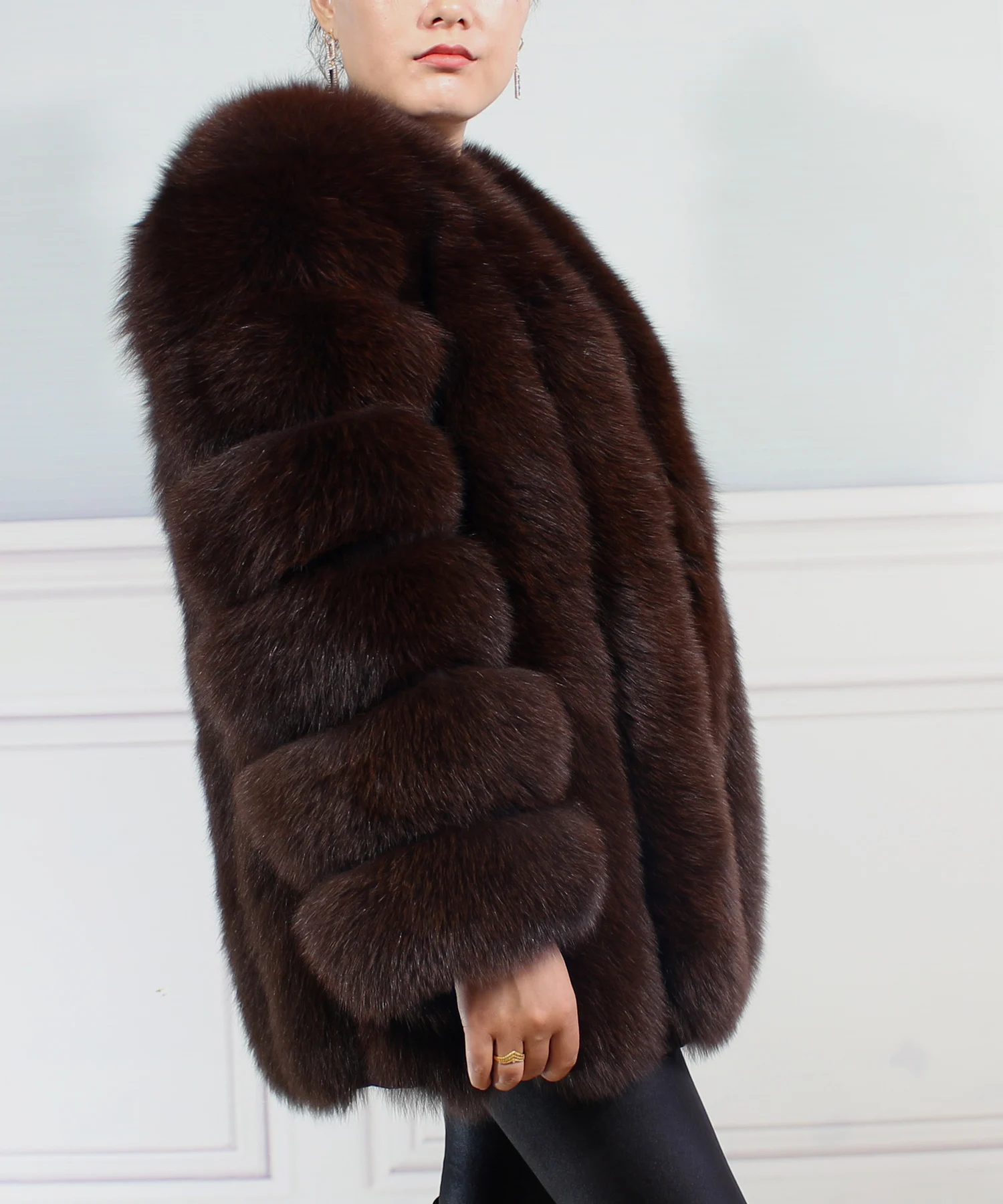 Women's polyester jacket, custom-made with faux fur