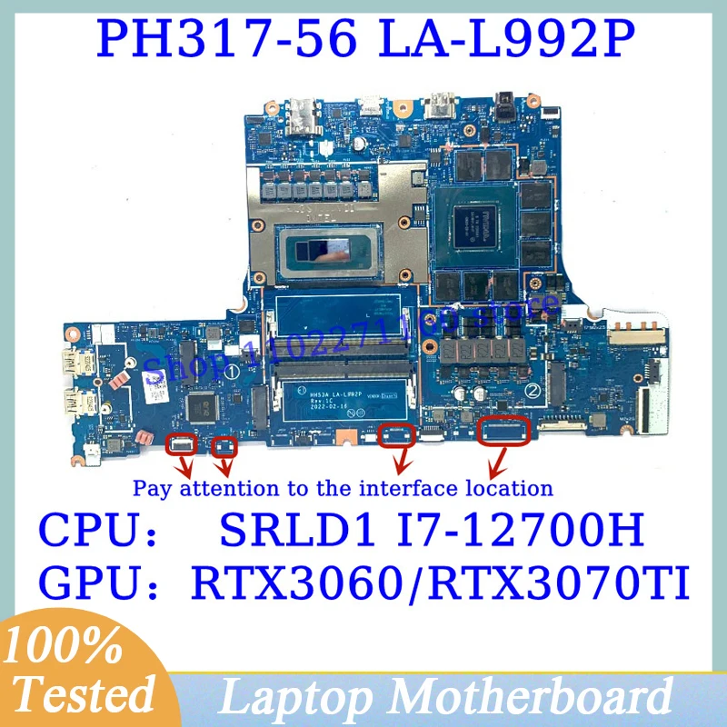 HH53A LA-L992P For Acer PH317-56 With SRLD1 I7-12700H CPU Mainboard RTX3060/RTX3070TI Laptop Motherboard 100%Tested Working Well