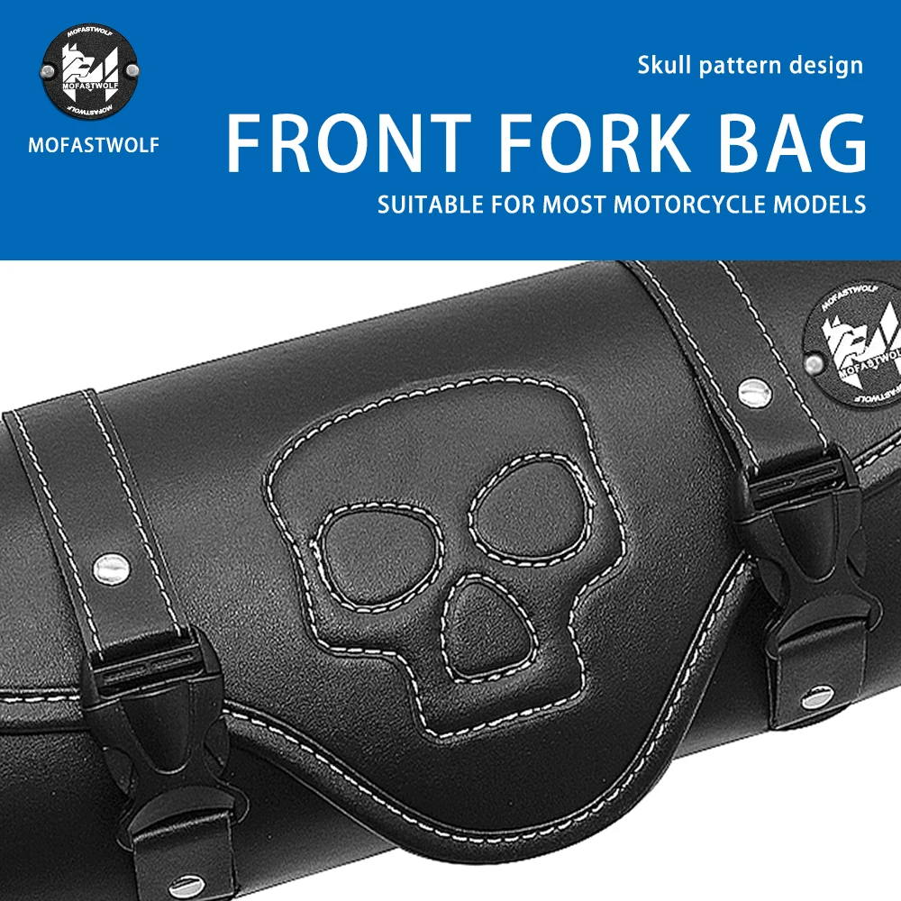 Punk Style Retro Motorcycle Pendant Bag Motorcycle Front Fork Handlebar Bag Storage Pouch Capacity Tank Bag PU Leather Tool Bag