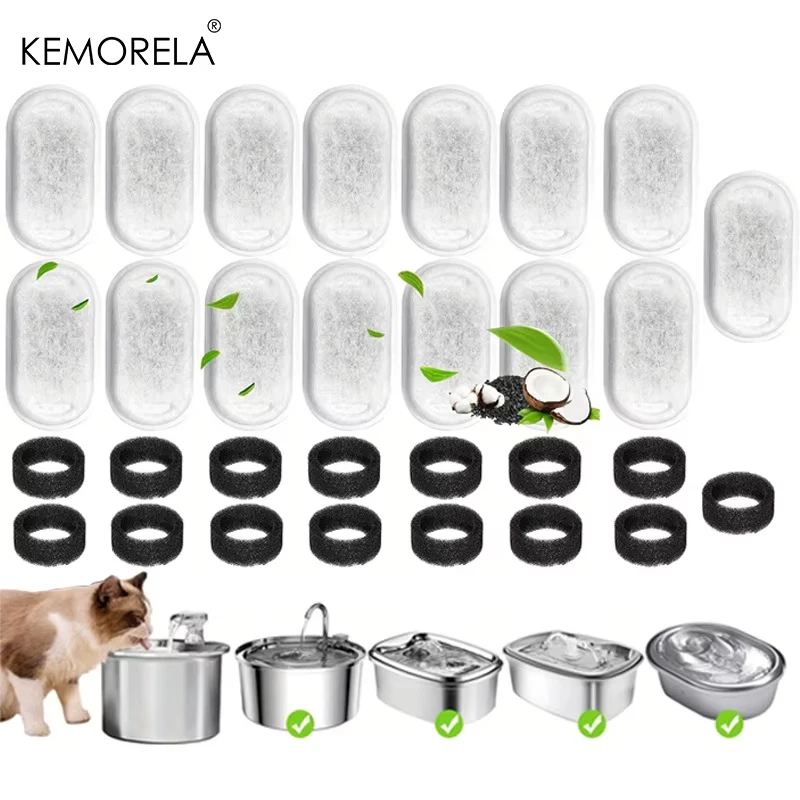 12/15PCS Kat Fontein Actieve Kool Spons Filters voor Rvs Water Dispenser Huisdier Gezond Water zorg Accessoire