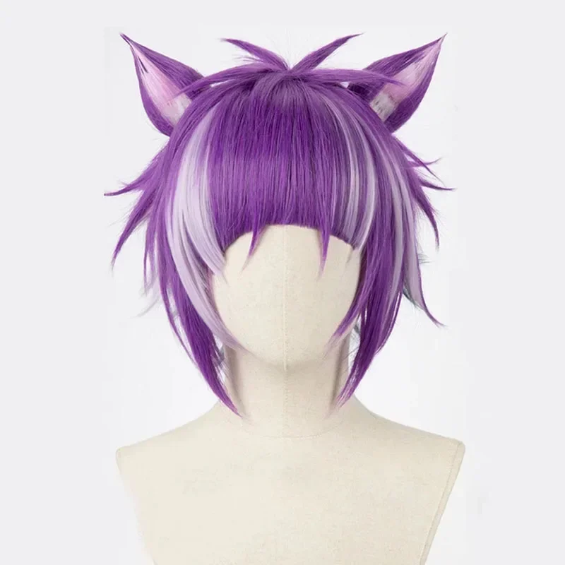 Anime twisted Wonderland Chenya cosplay women men purple short high temperature resistant Synthet braided wig for Hallow mn7