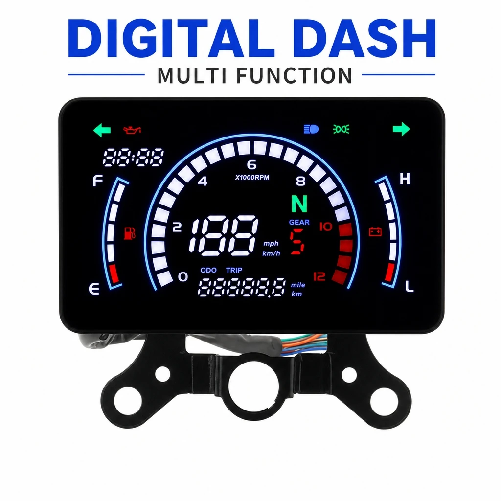 Motorcycle Digital Speedometer Gauge, Multifunction LCD Dashboard for ITALIKA EX125 FORZA125 TMX ALPHA125 Rusi Tc125 CG125