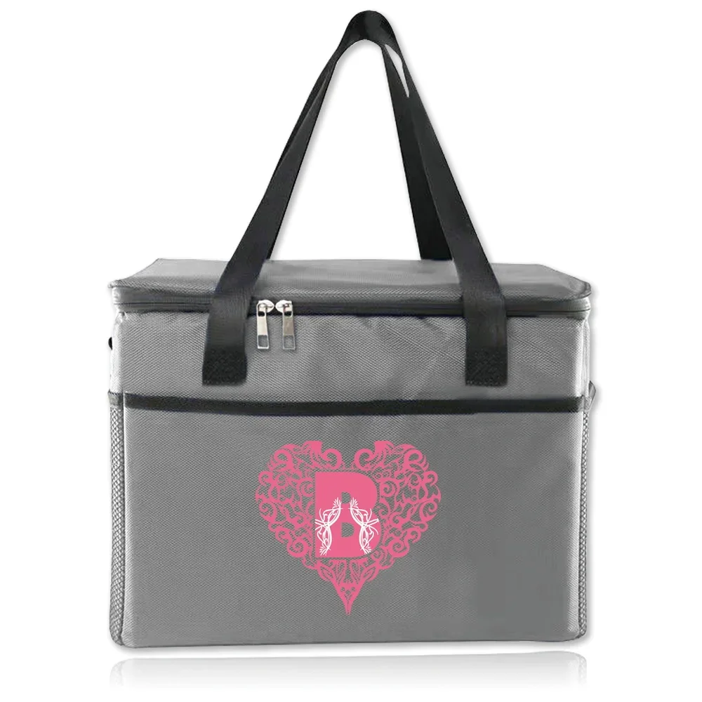 ใหม่ถุงอาหารกลางวันอาหาร Tote กล่องกันน้ําถุงฉนวนความร้อนกลางแจ้ง Love Letter พิมพ์ Camping Organizer Case