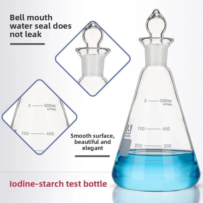50-1000ml Iodine Flask High Borosilicate Glass Conical Erlenmeyer with Stopper