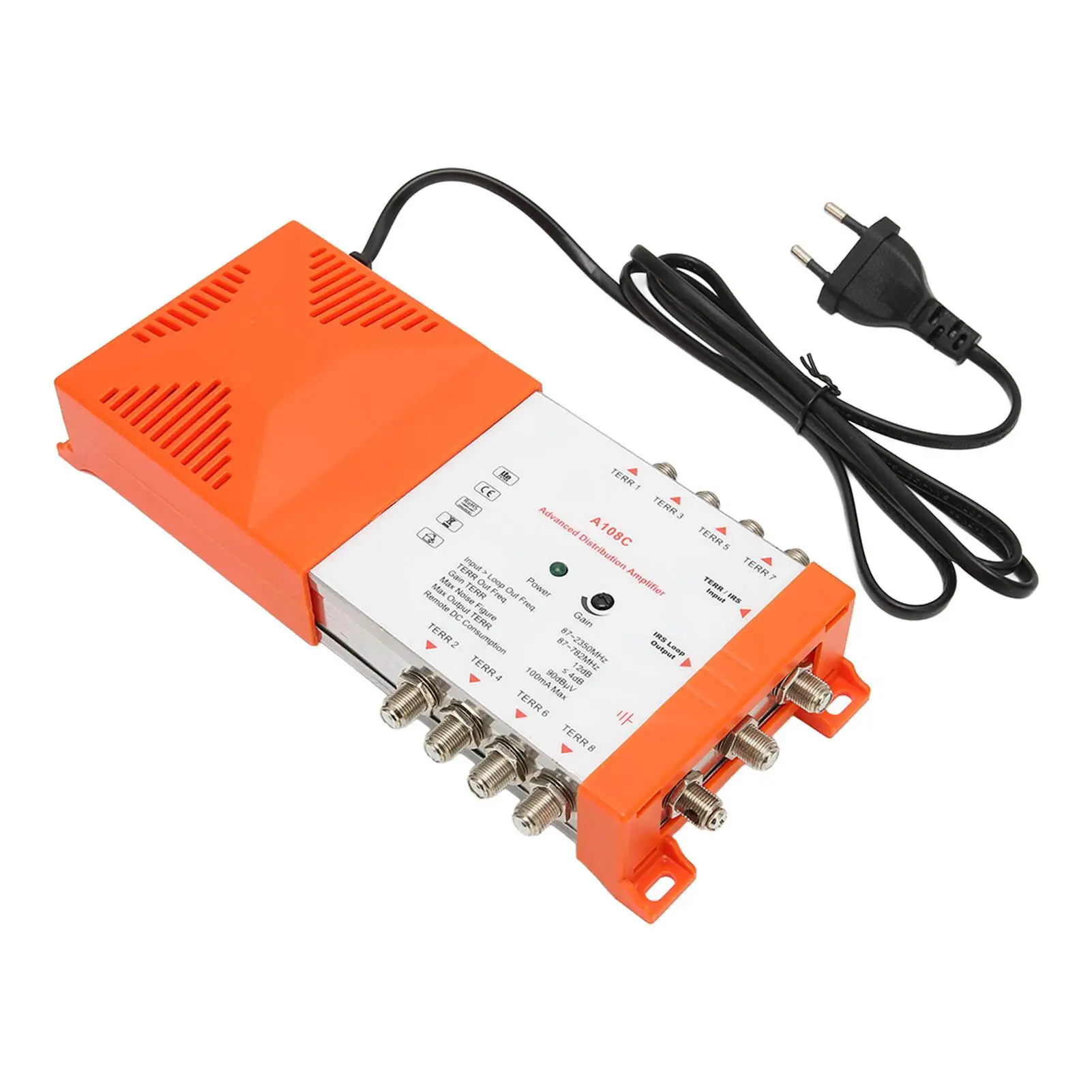 8 Channel Distribution Amplifier 108C with LTE Filter - EU Plug 230V, Professional  Booster