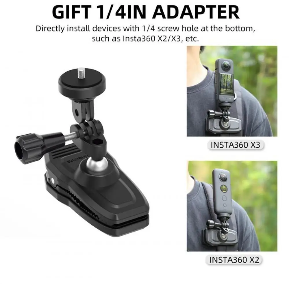 Backpack Clip for Go Pro Hero 13 12 11 10 9 8 Holder Bracket for DJI OSMO Action 5 Pro Magnetic Mount Action Camera Accessories