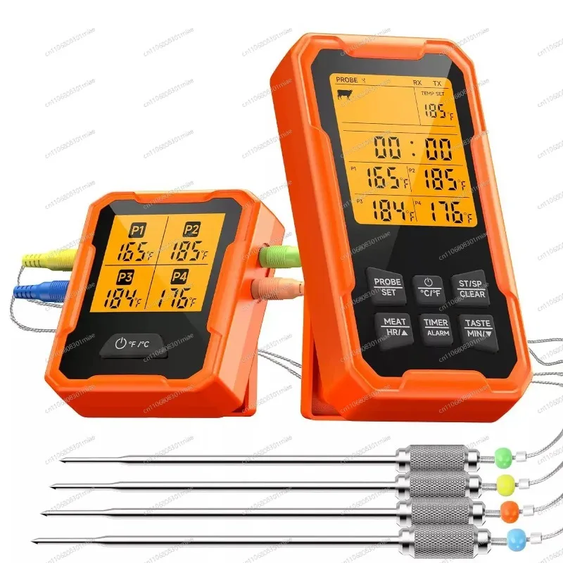 

4-Probe Waterproof Stainless Steel Bluetooth Wireless Food Thermometer, Precision BBQ Meat Temperature Tester for Cooking