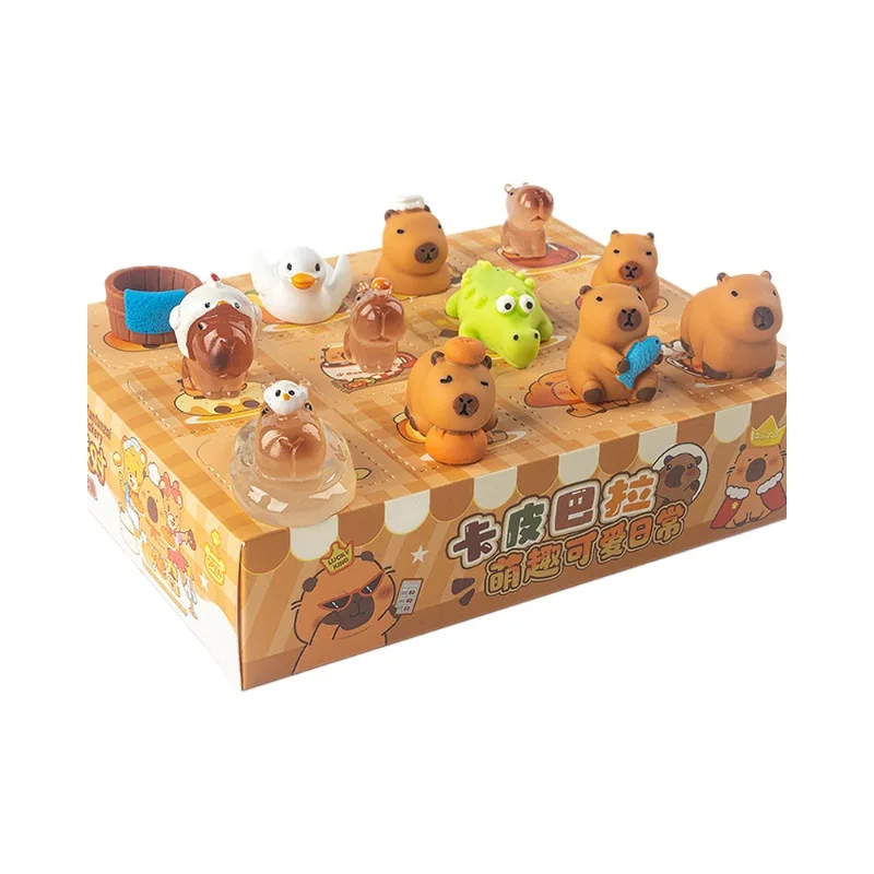 الإبداعية لطيف كابيبارا تمثال راتنج عرض سيارة سطح المكتب ثقوب الفرح صندوق أعمى لعبة تحصيل الحيوان النحت هدية #5