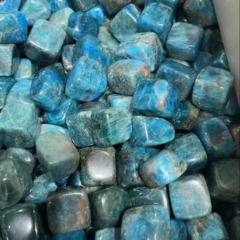 1000g/bag Nature In Blue Apatite Quartz Crystal Tumbled Cube Reiki Stone Healing Home Decoration For Sale