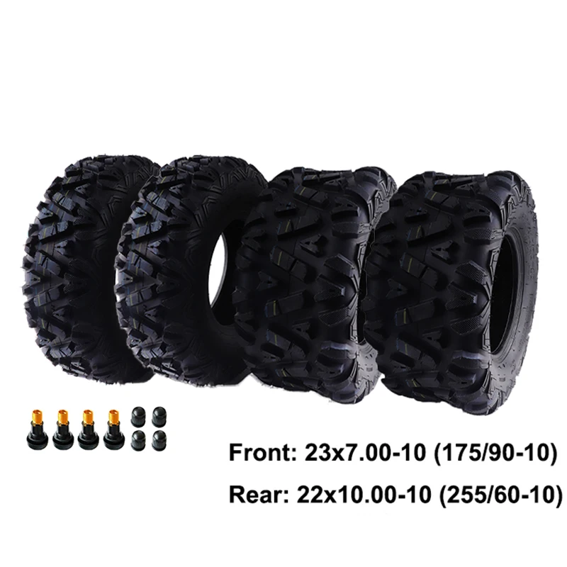 1 Set 23x7.00-10 Vacuum Tire Front Tyre 23x7.00-10 Rear Tyre 22X10-10 Tubeless Tires for ATV Go Kart UTV Buggy Quad Bike Parts