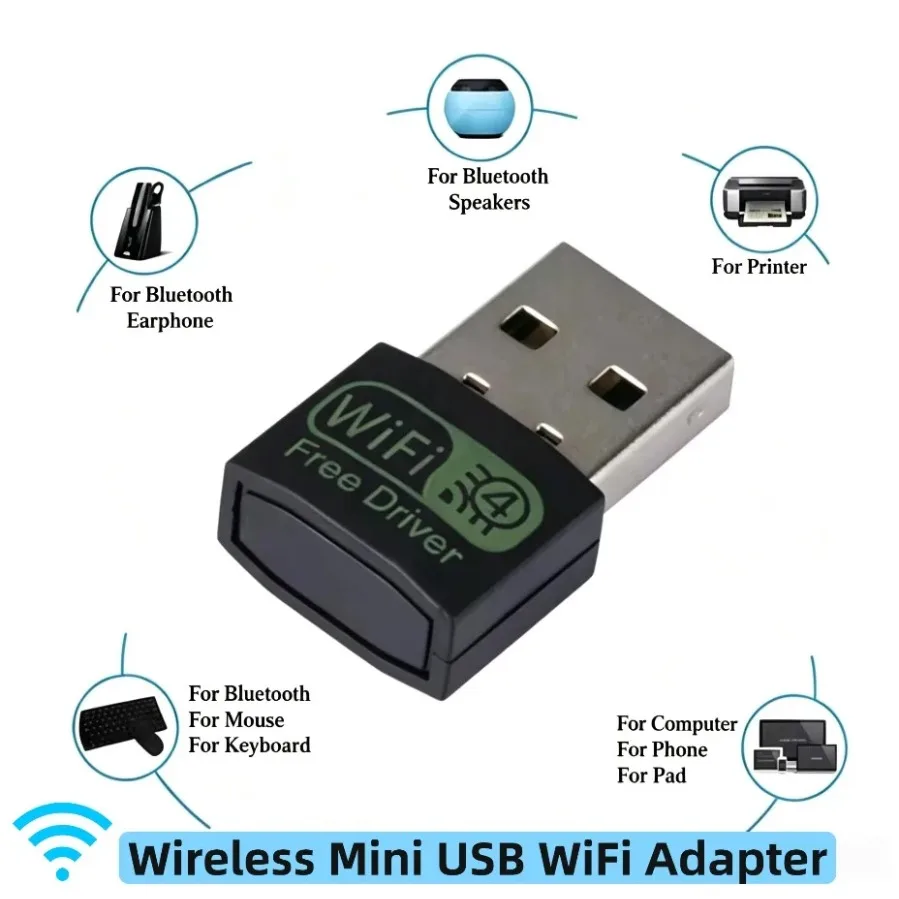 Wireless Mini USB WiFi Adapter 150Mbps High Speed Driver-Free Network Dongle 2.4G USB Lan Ethernet AC Wifi Wlan Receiver for PC