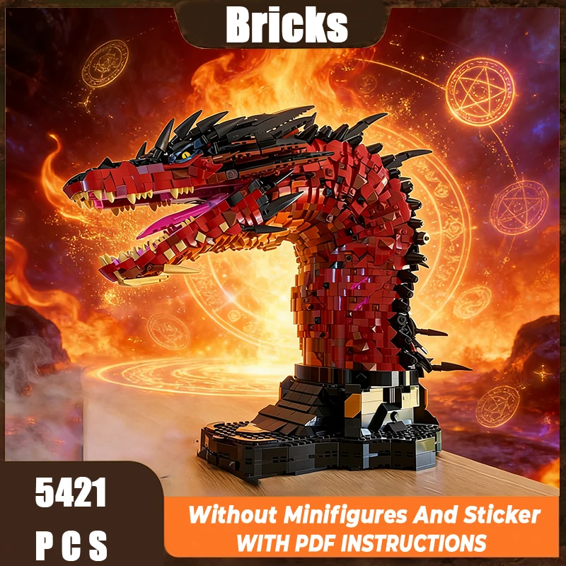 

Exquisite New Product MOC Building Blocks Ring Movie Model Fire Dragon Bust Technology Modular Children's Toy DIY Assembly Set