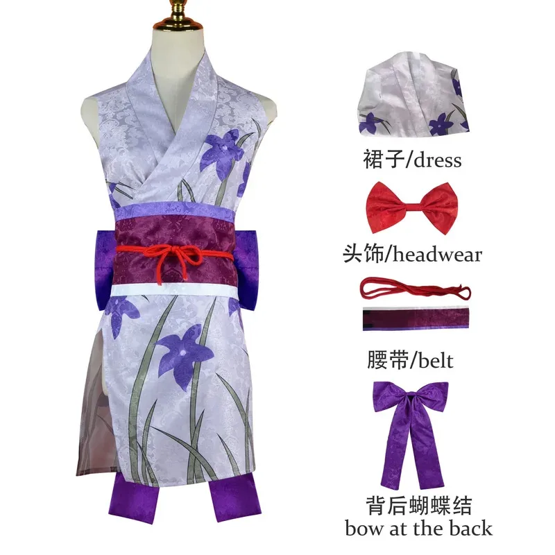 

25COSMiss All Sunday Нико Робин Аниме Косплей Костюм Драпированная Юбка Аксессуары Головной Убор Галстук-Бабочка Парик Мужчина Женщина Сексуальное Кимоно