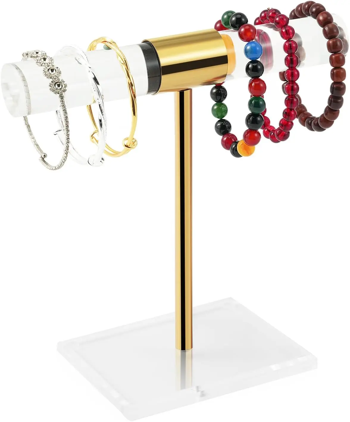 

Bracelet Holder Display, Acrylic Necklace Holder Jewelry Display Stand, T-Bar Jewelry Organizer with Stainless Rod, Tangle-free