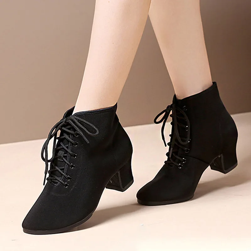 Women Latin Dance Shoes Black Modern Ballroom Salsa Dancing Shoes High Top women Jazz Tango Dance Sneakers Outdoor