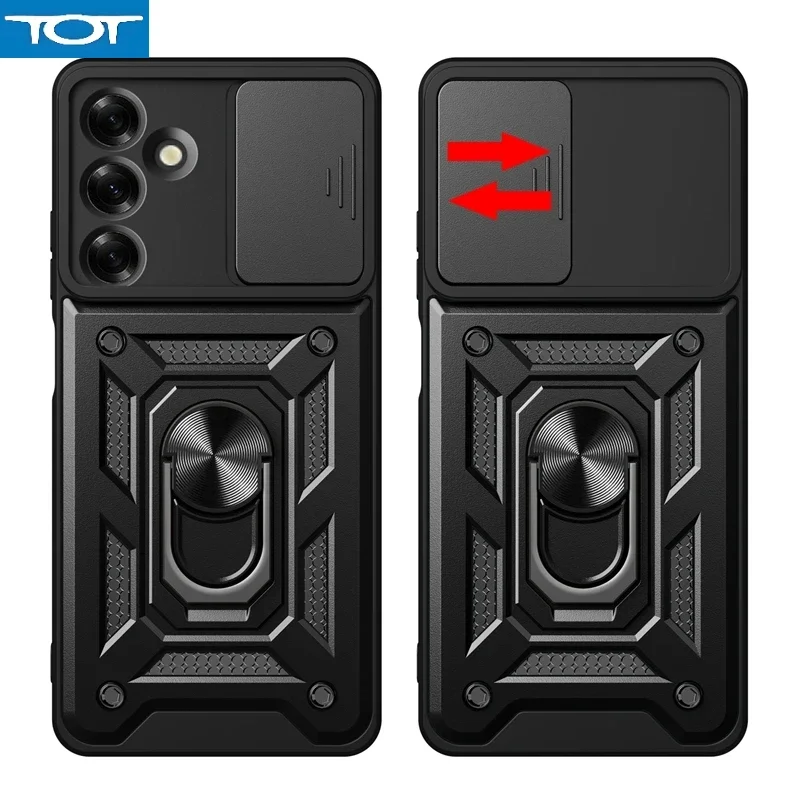 

Slide Lens Protect Case For Samsung Galaxy M15 M35 M55 F15 5G Armor Shockproof Coque For Galaxy M 15 35 55 F 15 Ring Stand Cover