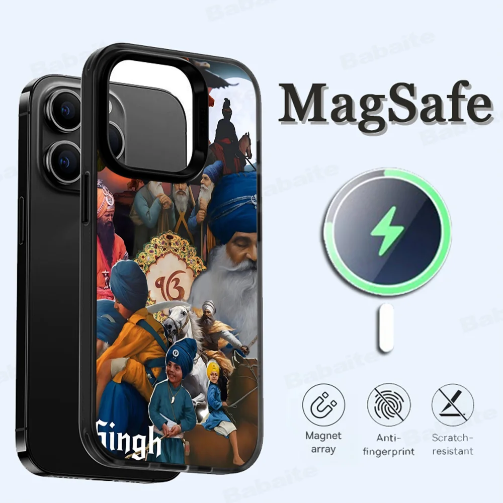 N-Nihang Singh Sikh Warrior  Phone Case Magesafe Magnetic Wireless Charge Case For iPhone 16 11 12 13 14 15 Pro Max Plus Mini