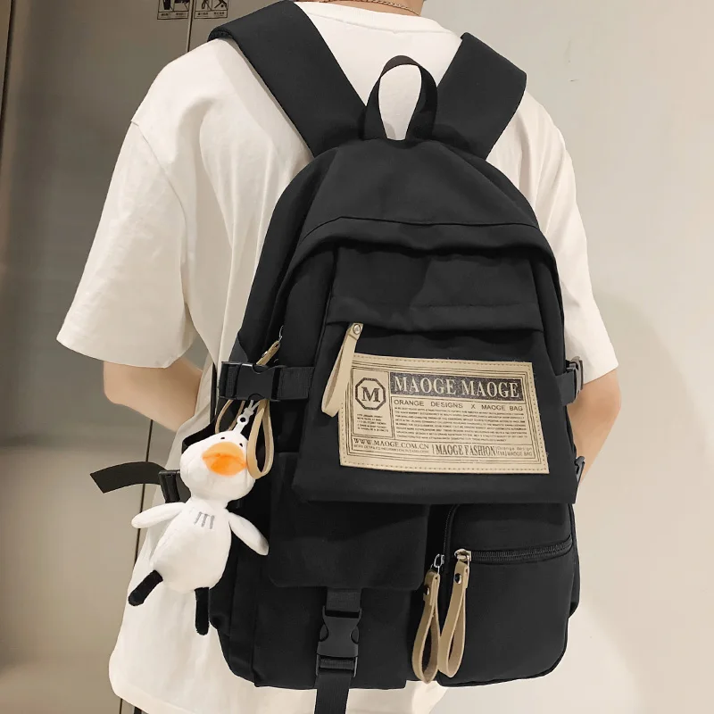 Trendy Nylon Women Men Red Leisure College Backpack Cool Male Travel Female Laptop Bag Girl Boy Teenager Fashion Ladies Book Bag