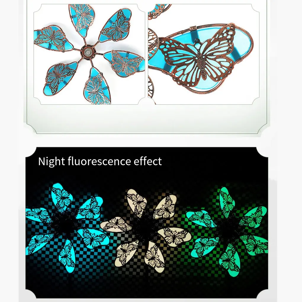 Metal Handicraft Ornaments With Luminous Butterfly Inserts Trendy Courtyard Windmill Art