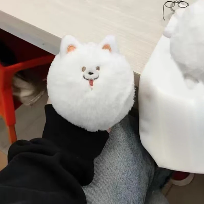 Kawaii Samoyed Plush Doll Squeak Toy Stuffed Animal Doll Keychain Plushies Toys Key Holder Bag Pendant Car Key Accessories 1PC