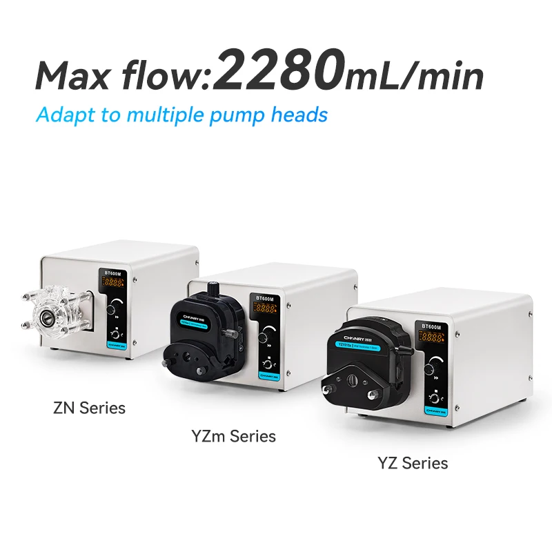 CHONRY BT600M Peristaltic Pump Max Flow 2280mL/min Max Speed 600rpm For Laboratory Liquid Transfer Dosing Filling Dispensing