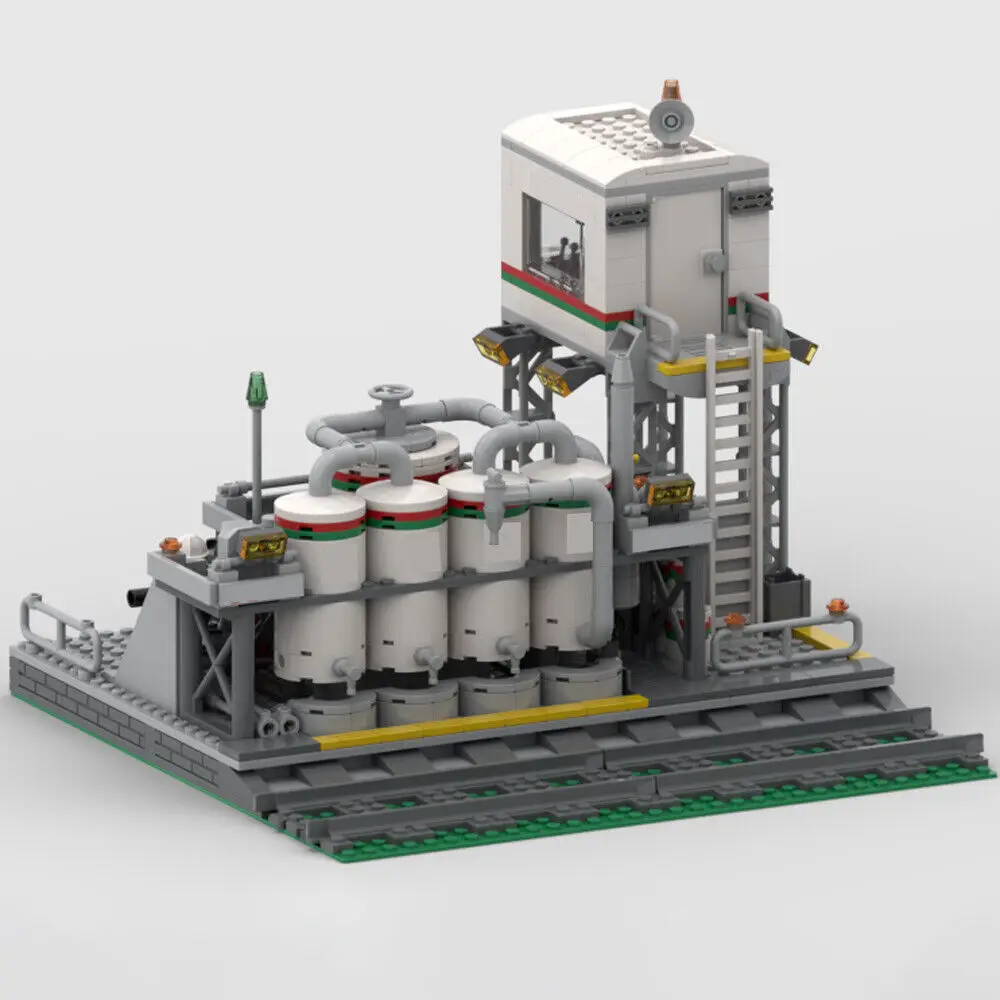 Transfer Station with Storage Tanks & Elevated Control Room 611 Pieces MOC Build