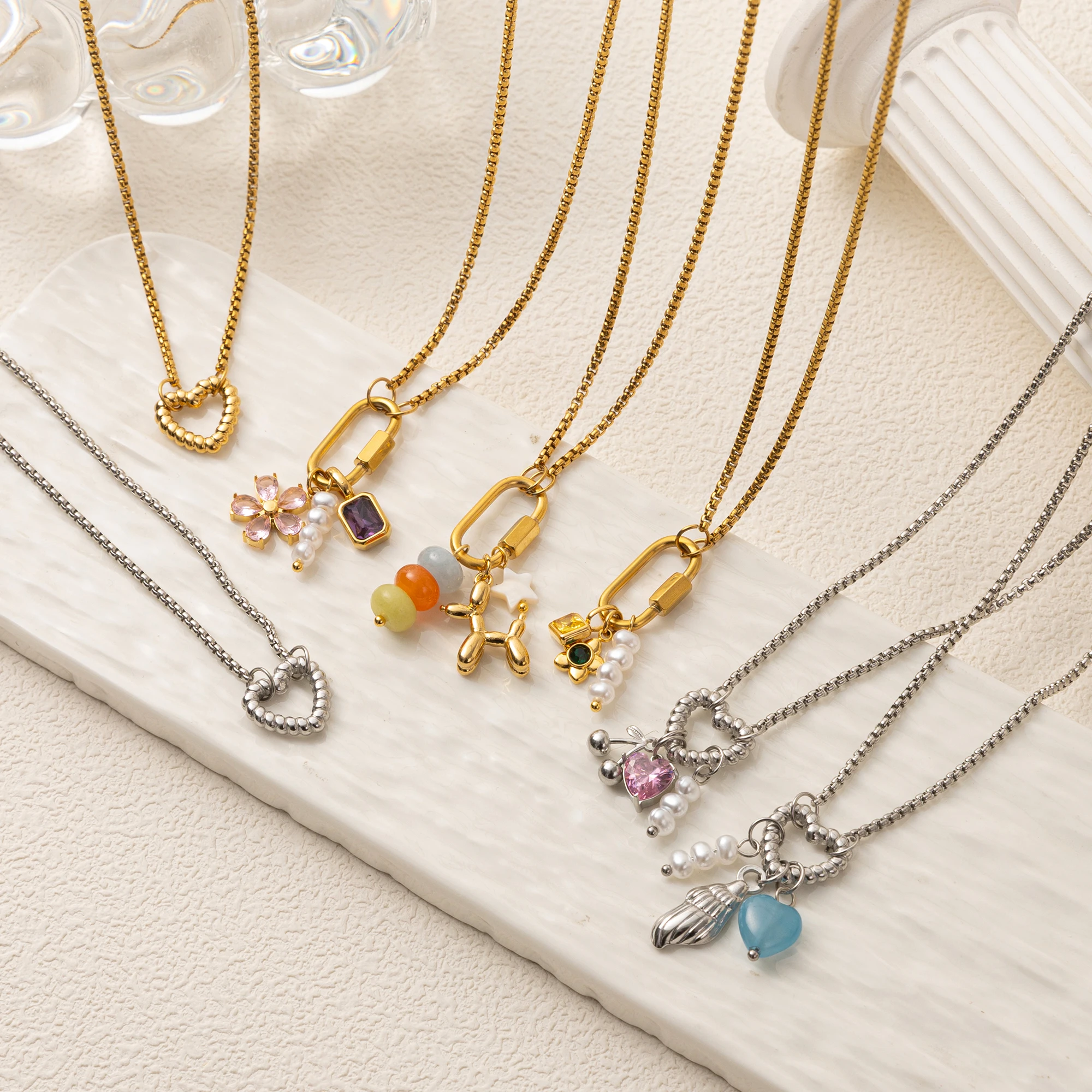 

Colorful 12th Birthday Stone Pendant DIY Accessories Necklace Women's 12th Birthday Stone Square Colorful Zircon Necklace