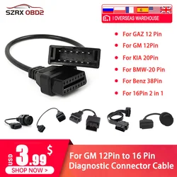 for GM 12 Pin Auto Diagnostic Connector OBD2 Cable for GM OBDII Connector for GM12 to 16 Pin Cable For GAZ 12Pin  For KIA 20Pin