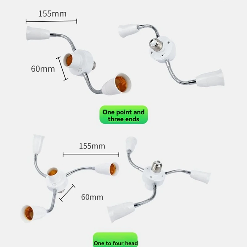 Adaptador divisor de bombilla LED E27, soporte de luz ajustable, convertidor de enchufe para exposiciones de oficina en casa, soporte de luz de 3 cabezales