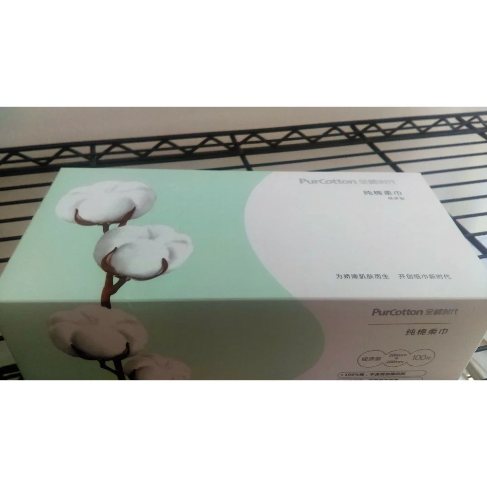 مناديل الوجه القطنية 100% فائقة النعومة 200 مللي متر × 200 مللي متر 100 ورقة صندوق خفيف لا يسبب الحساسية متين رطب وجاف للاستخدام متعدد الأغراض