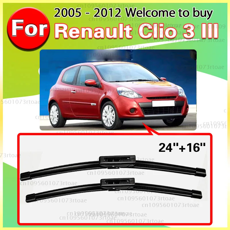 For Renault Clio 3 III Hatchback Front Wiper Blades 2005-2012 2007 2010 2011 Windscreen Windshield ‌High-quality wiper‌ 24