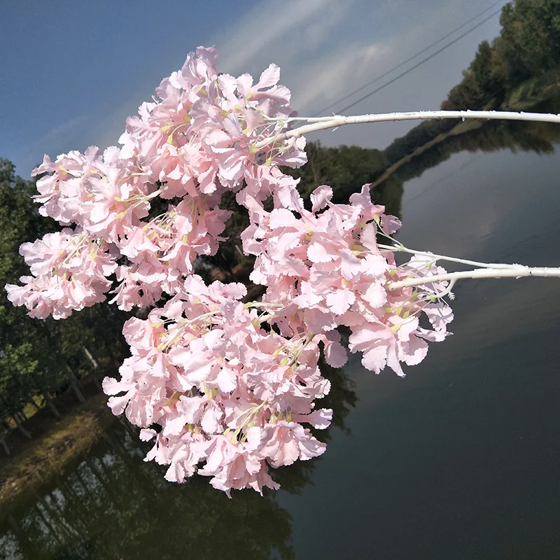 100 Stück 90cm Weiße Zweige Schneekirschblüten Künstliche Blumen Wohnzimmerdekoration Hochzeit Outdoor-Party Fotorequisiten – Detail 12