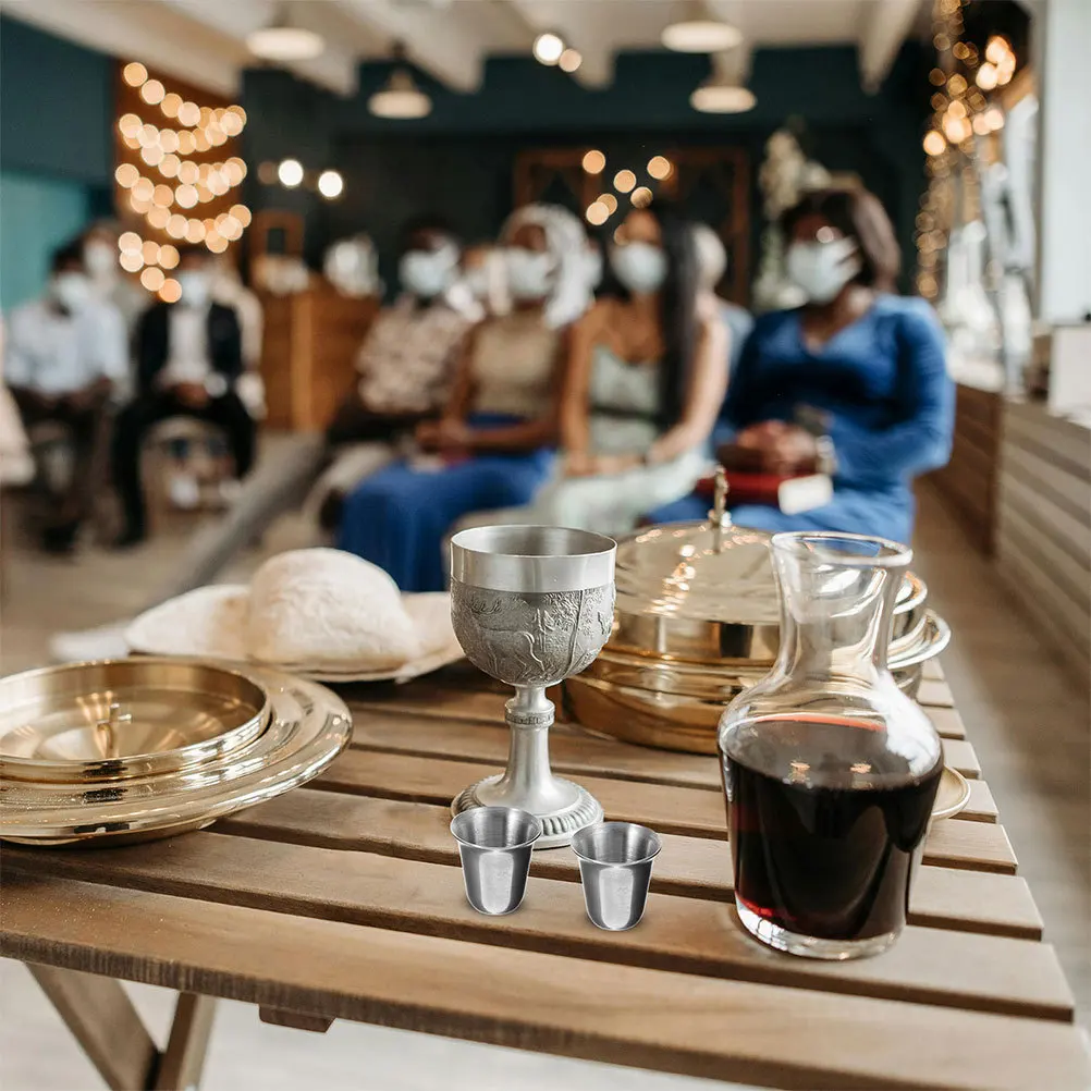 

2Pcs Stainless Steel Religious Cup Lightweight Smooth Surface No Burr Church Use Stainless Steel Religious Cup