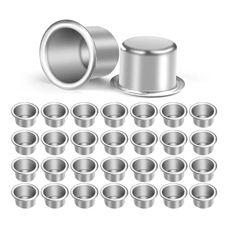 A32I 20PCS Metal Small Candle Holders, Tea Lights, Silver Candle Insert Table Candles, Candle Holder for Tree Candles