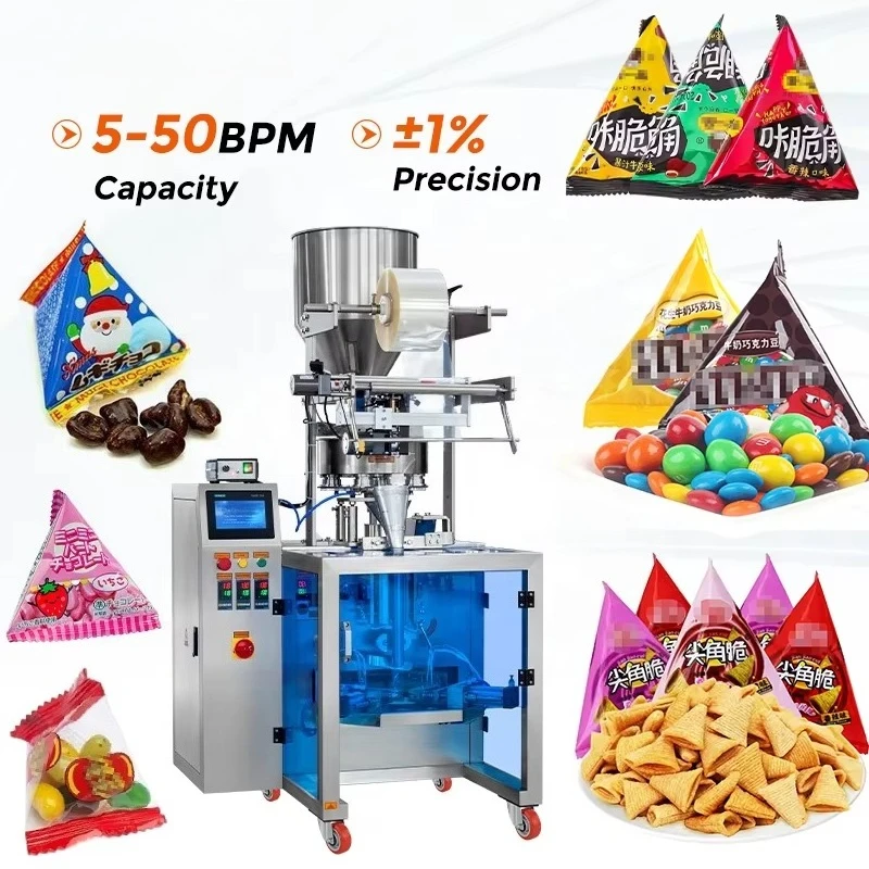Vertical Automatic VFFS Digital Food Pouch Packaging Machine with Labeling for Chocolate Ball Chips Small Bags Customized