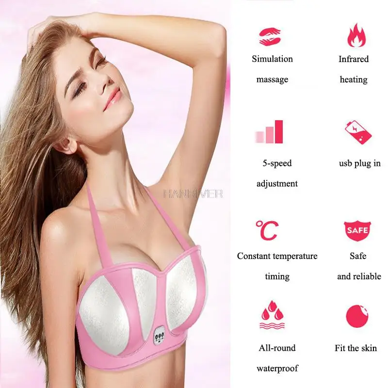 Electronic Breast Massager USB Charging Enhancer 5-Speed Adjustment Chest Pulse Bust Muscle Machine Nursing Device