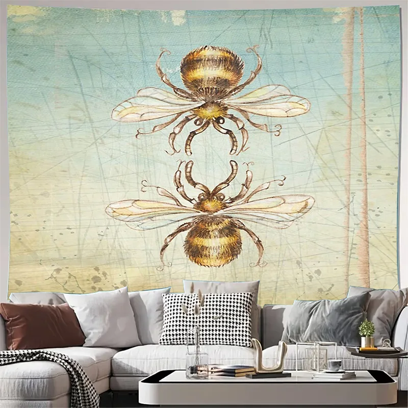 Tapiz de pared de abeja, decoración estética de panal para habitación, arte de insectos naturales, decoración del hogar, colgante de pared, decoración de dormitorio, Prin botánico vintage