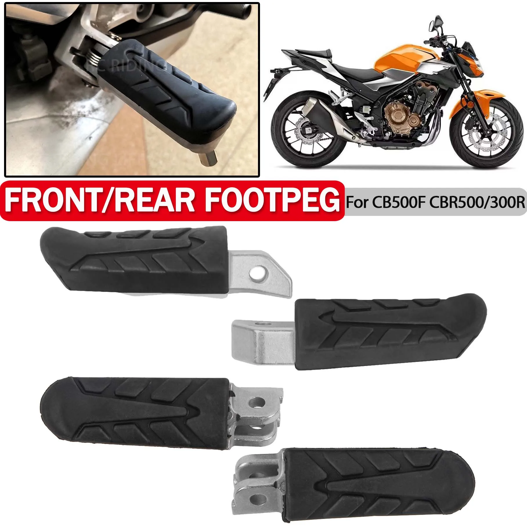 

For Honda CB500F CBR300R CBR500R CBR 300 500 R 300R 500R Motorcycle Front Rear Passenger Foot Pedal Pegs Rests Footrest Footpeg