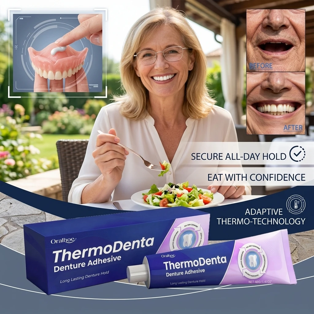 Thermoplastic Denture Adhesive Glue for Upper & Lower Denture Waterproof Chewing Comfortable Dentures Fixing Cream 40g